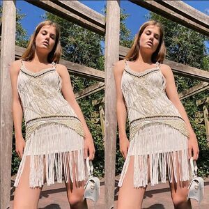 New Free People x IXIAH Sombre Macrame Mini Dress